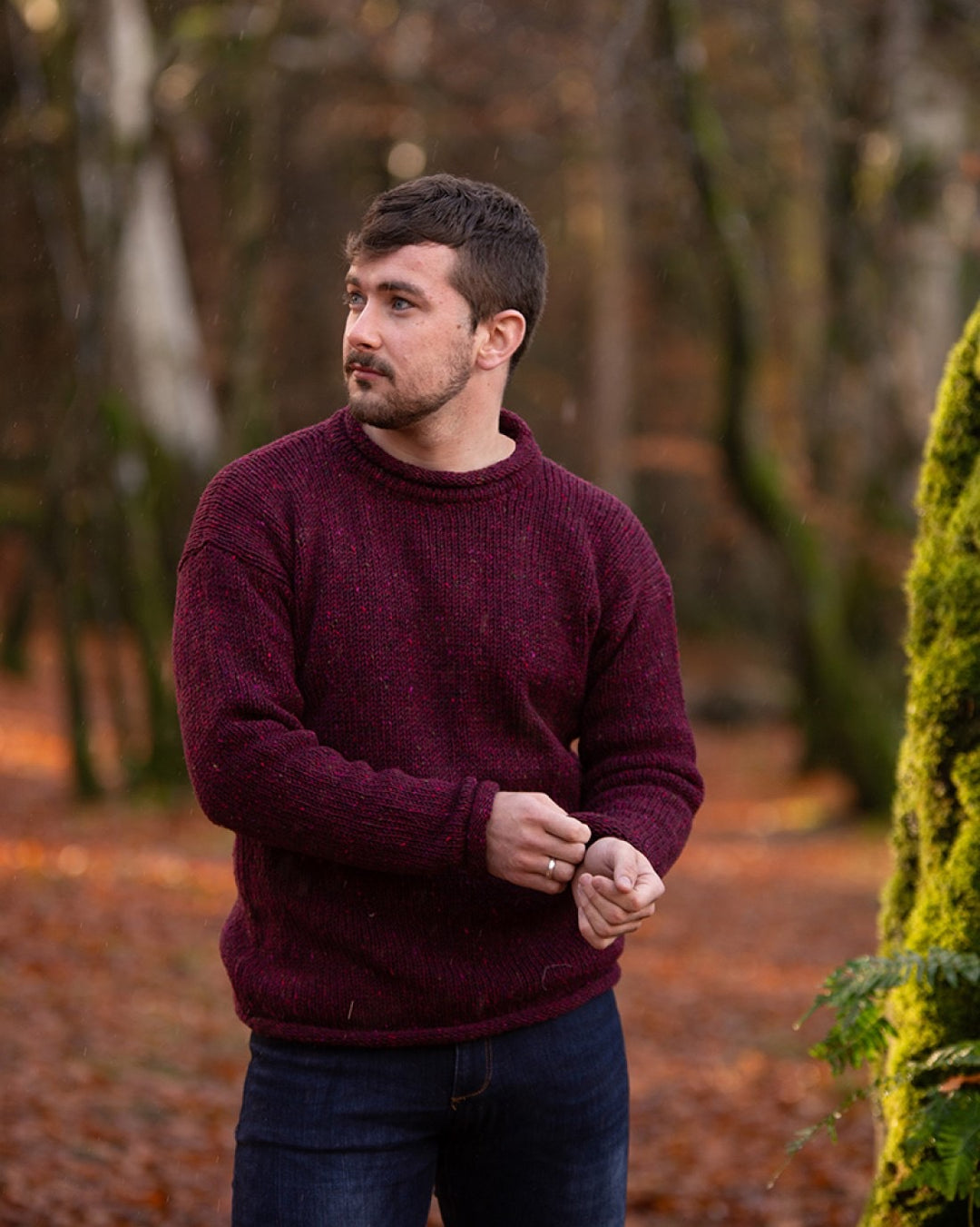 Men’s Hand Loomed Rolled Neck Sweater- Portnoo