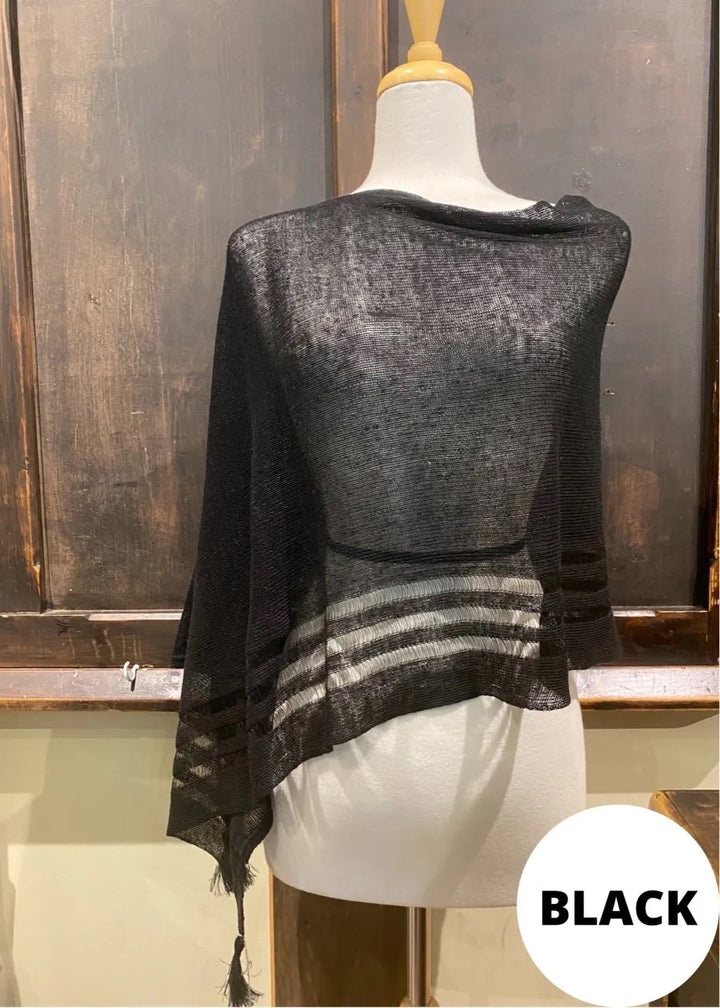 Linen Poncho – Black