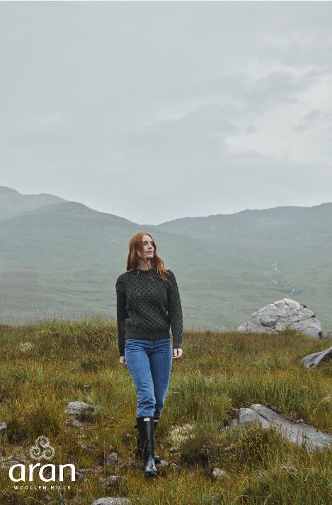 Aran Sweater - Unisex - Moss Green