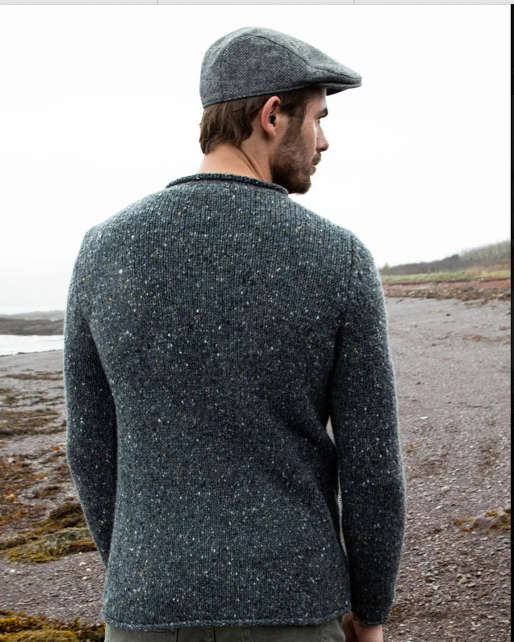 Fisherman Roll Neck Sweater - Steel Wool