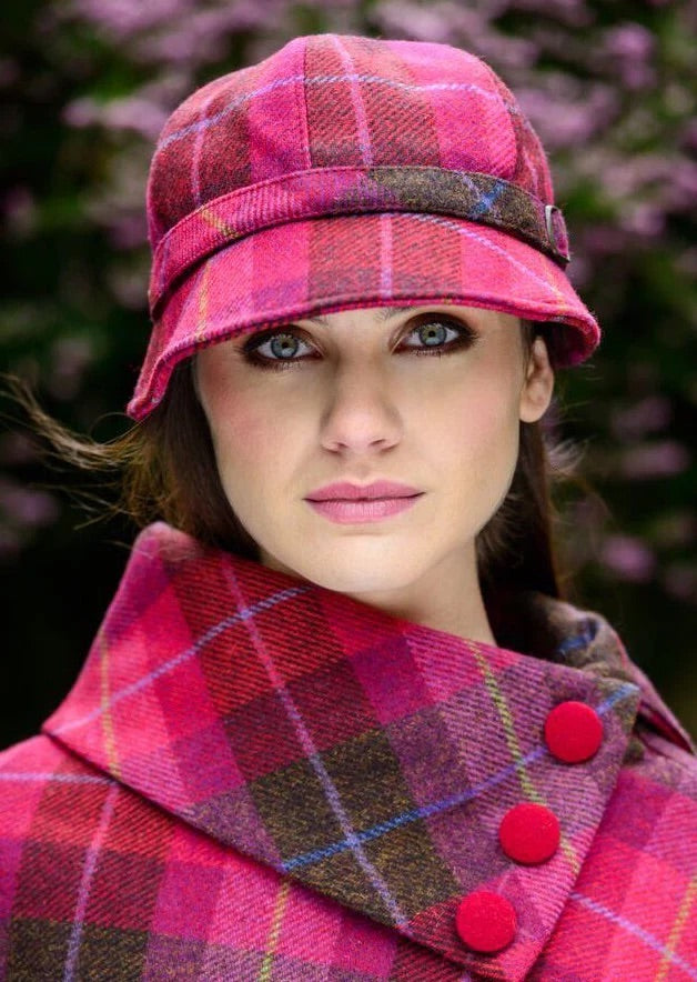 Mucros flapper hat - Pink Check