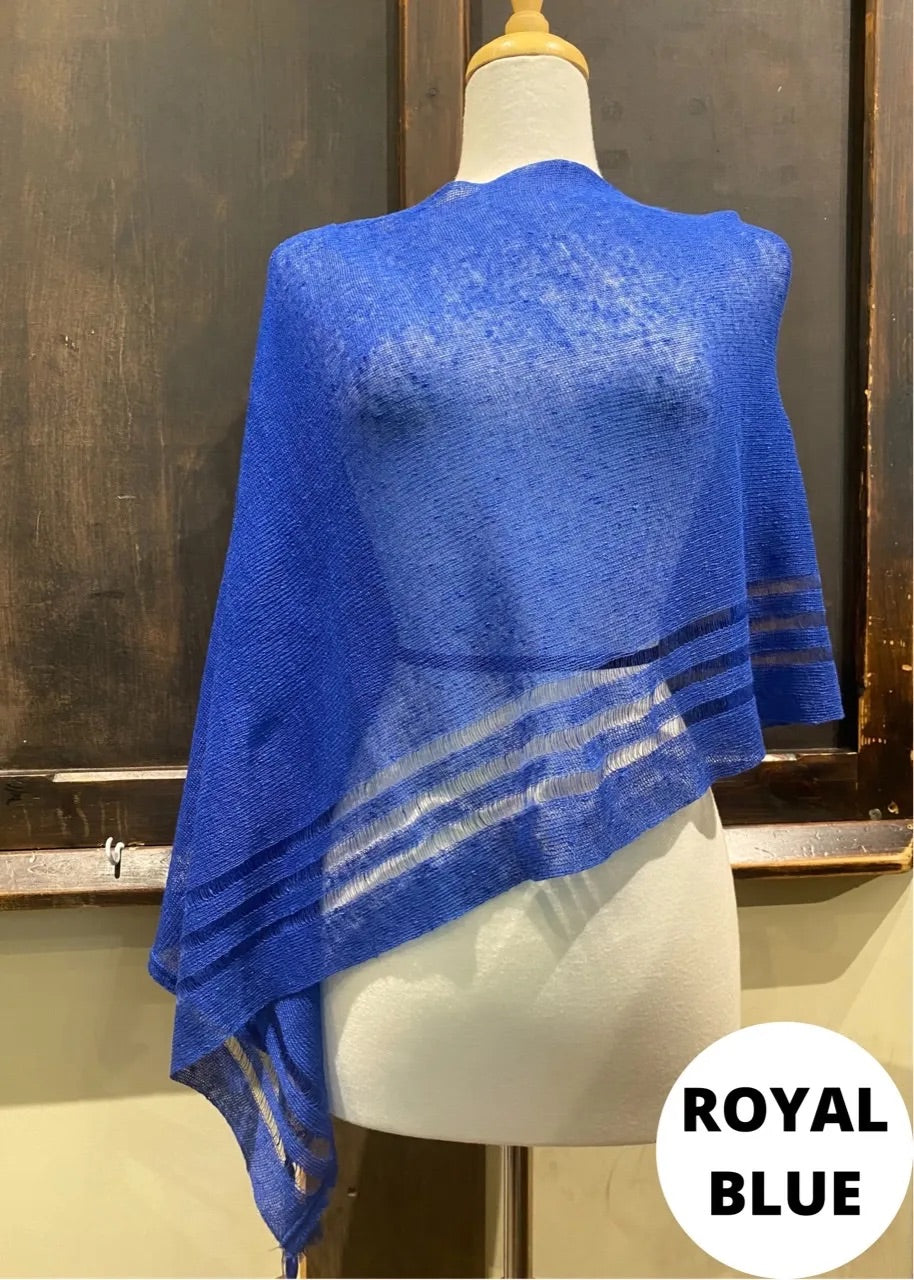Linen Poncho – Royal Blue