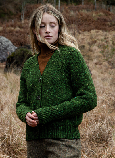 Raglan Cardigan with Cable Detailing