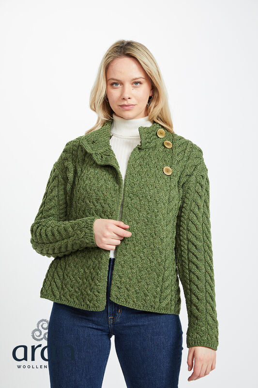 Supersoft Merino Wool Sweater With Side Buttons - Meadow Green