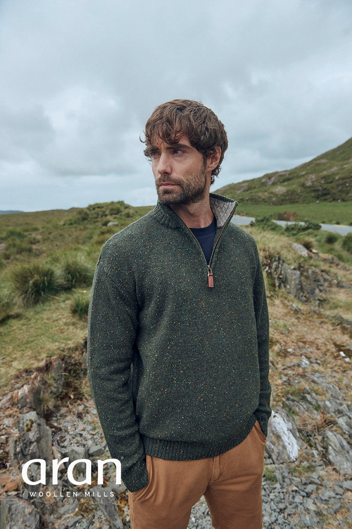 Aran Donegal Wool Zip Sweater