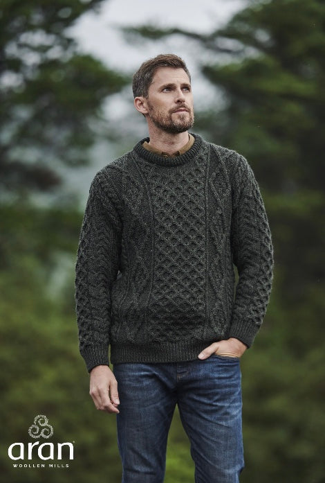 Aran Sweater - Unisex - Moss Green