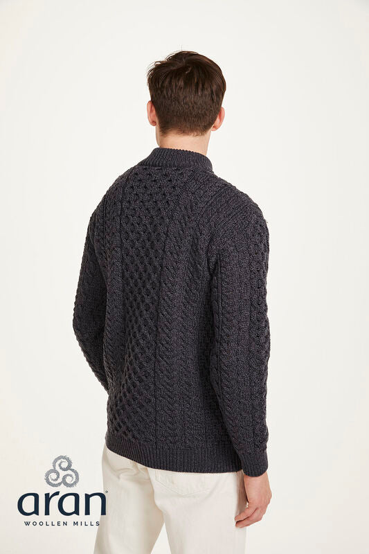 Mens Aran 1/2 Zip Sweater