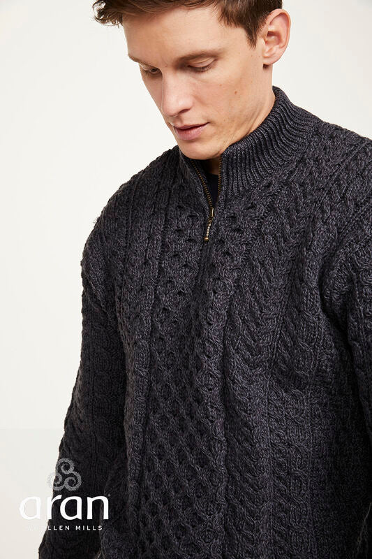 Mens Aran 1/2 Zip Sweater