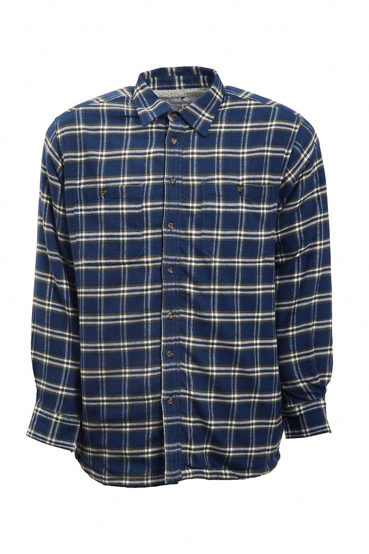 Fleeced Lined Unisex Flannel Shirt –Navy Green Check