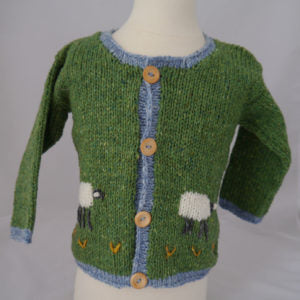 Children’s Handmade Sheep Cardigan – Green
