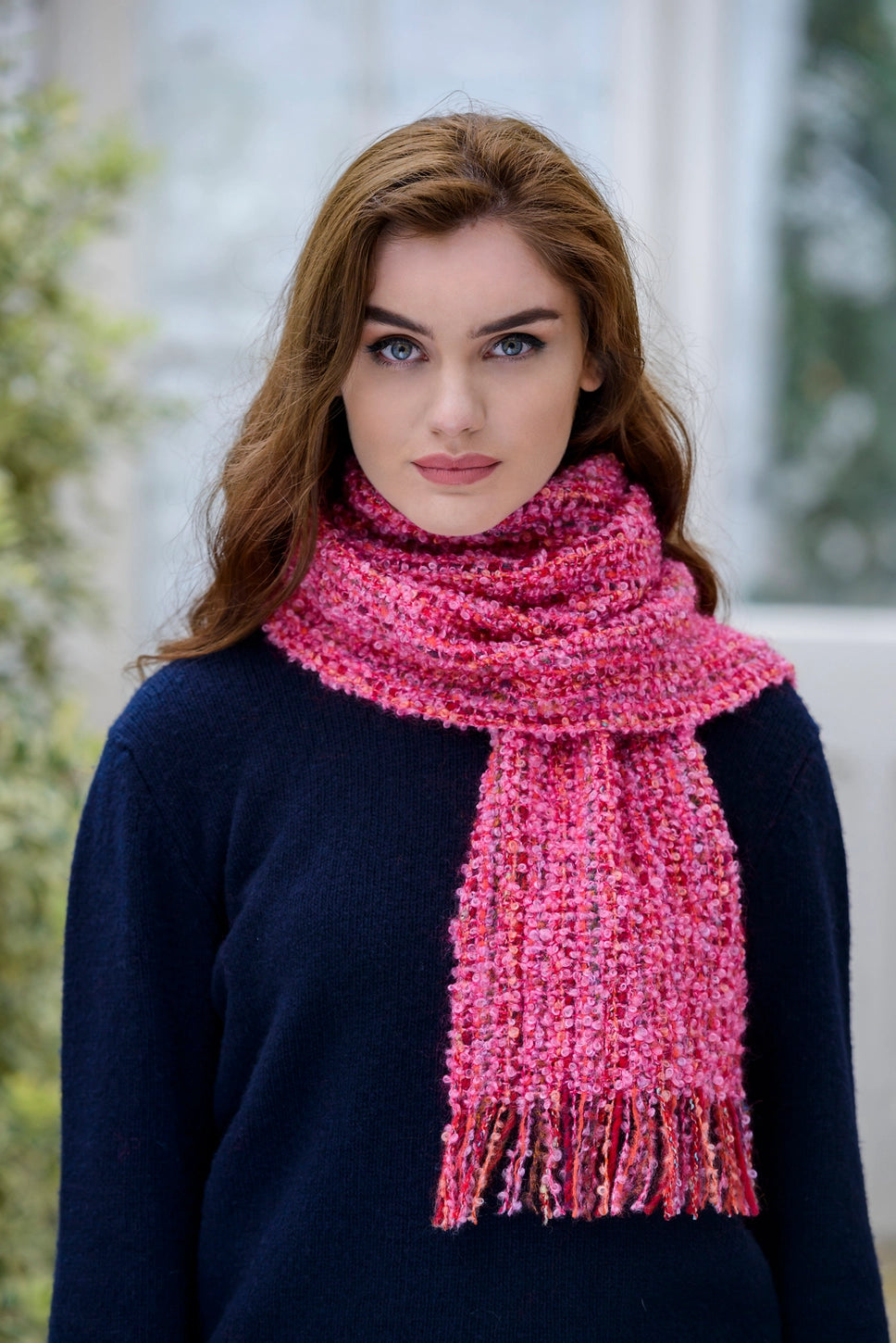 Mucros Mohair Pink Mixed Scarf