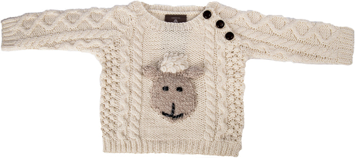 Hand knit Baby Sheep Aran Crew Neck Sweater