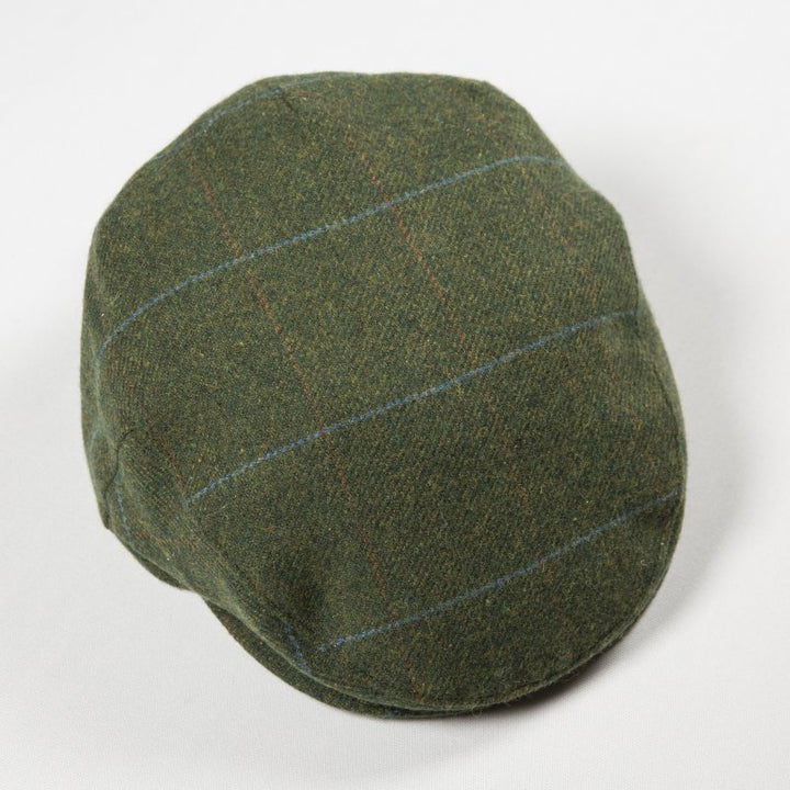Irish  Tweed Cap Pine Green with Overcheck