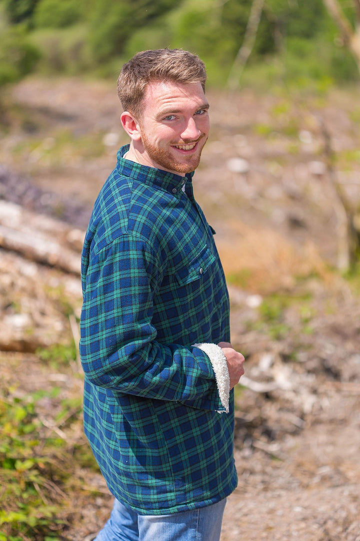 Fleeced Lined Unisex Flannel Shirt – Green Tartan