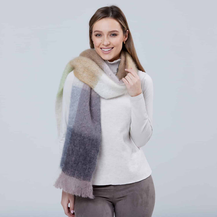 Foxford Mink and White Mohair Scarf
