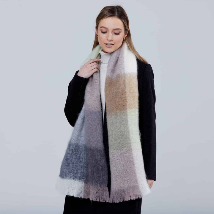 Foxford Mink and White Mohair Scarf
