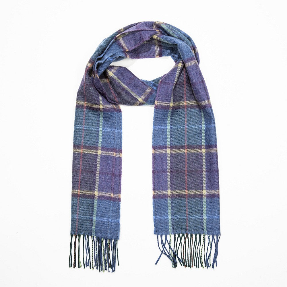 Merino Luxury Wool – Scarf Blue Carmel Purple Check