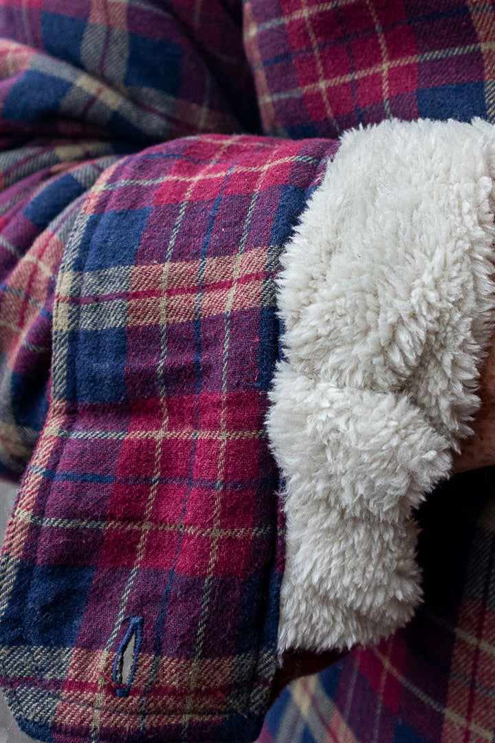 Fleeced Lined Unisex Flannel Shirt – Maroon Navy Check