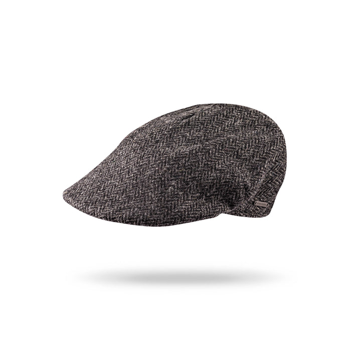 John Hanly  - Sports Cap Charcoal Black Donegal Herringbone