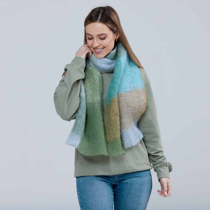 Foxford Blue/Green Giant Mohair Scarf