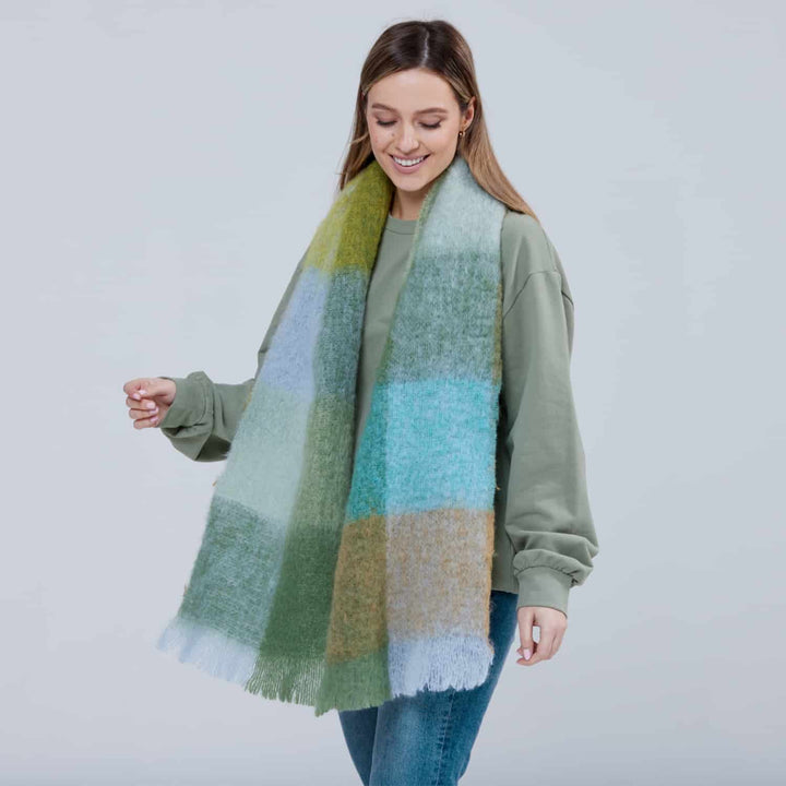 Foxford Blue/Green Giant Mohair Scarf