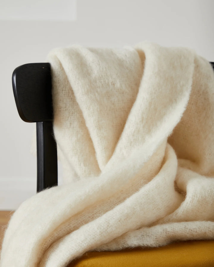 Foxford Off-White Mohair Throw