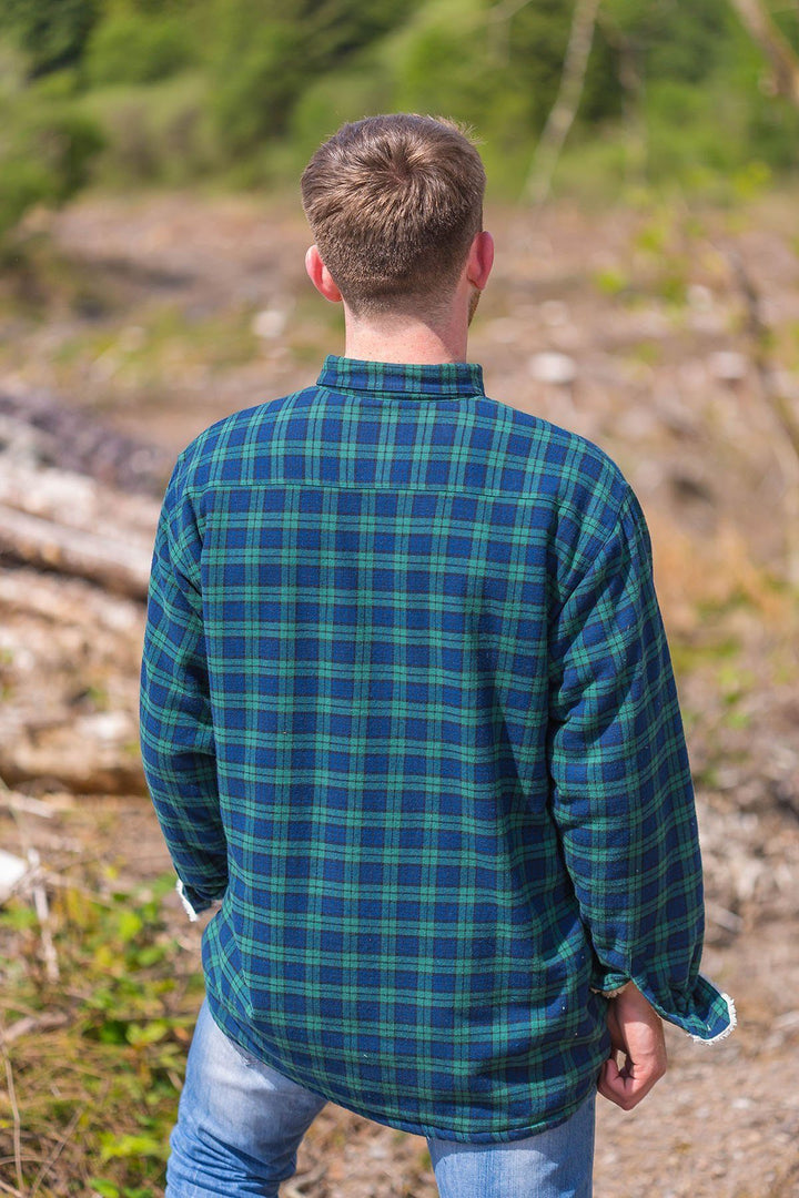 Fleeced Lined Unisex Flannel Shirt – Green Tartan