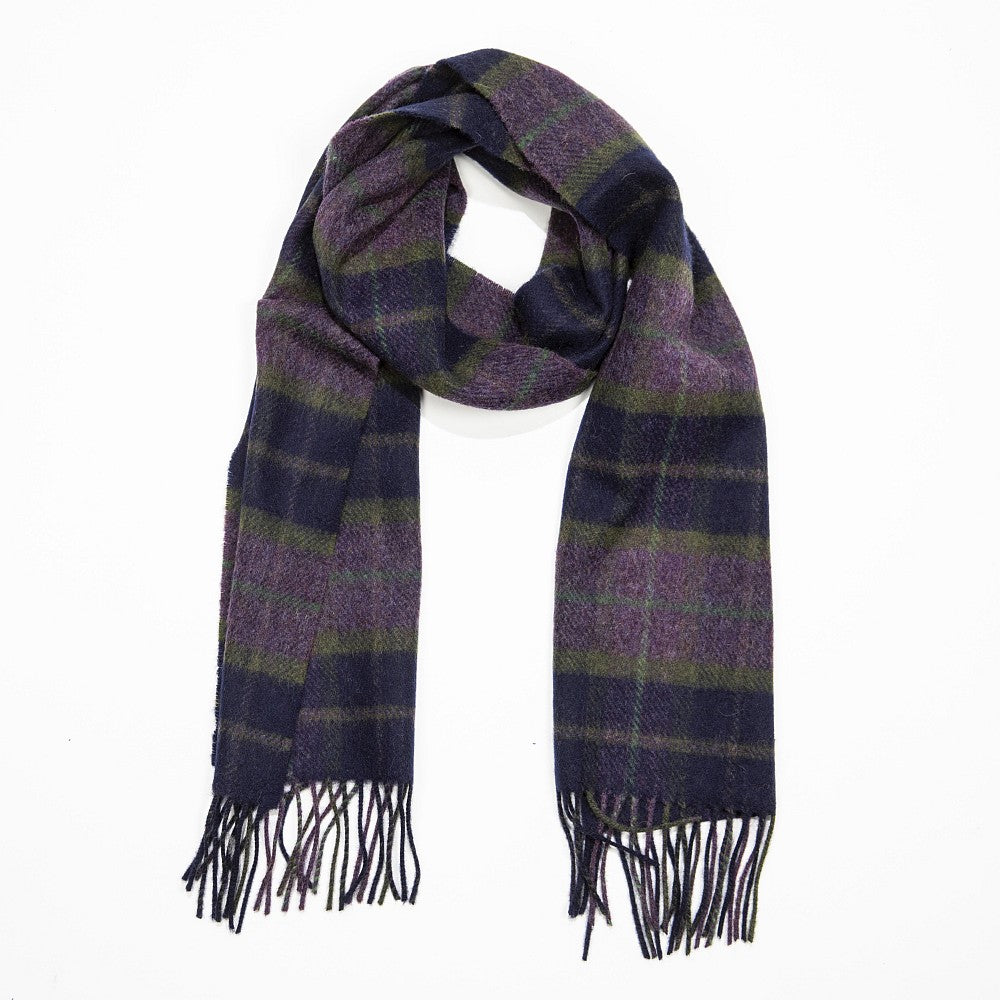 Lambswool Scarf – Purple Green Navy Check