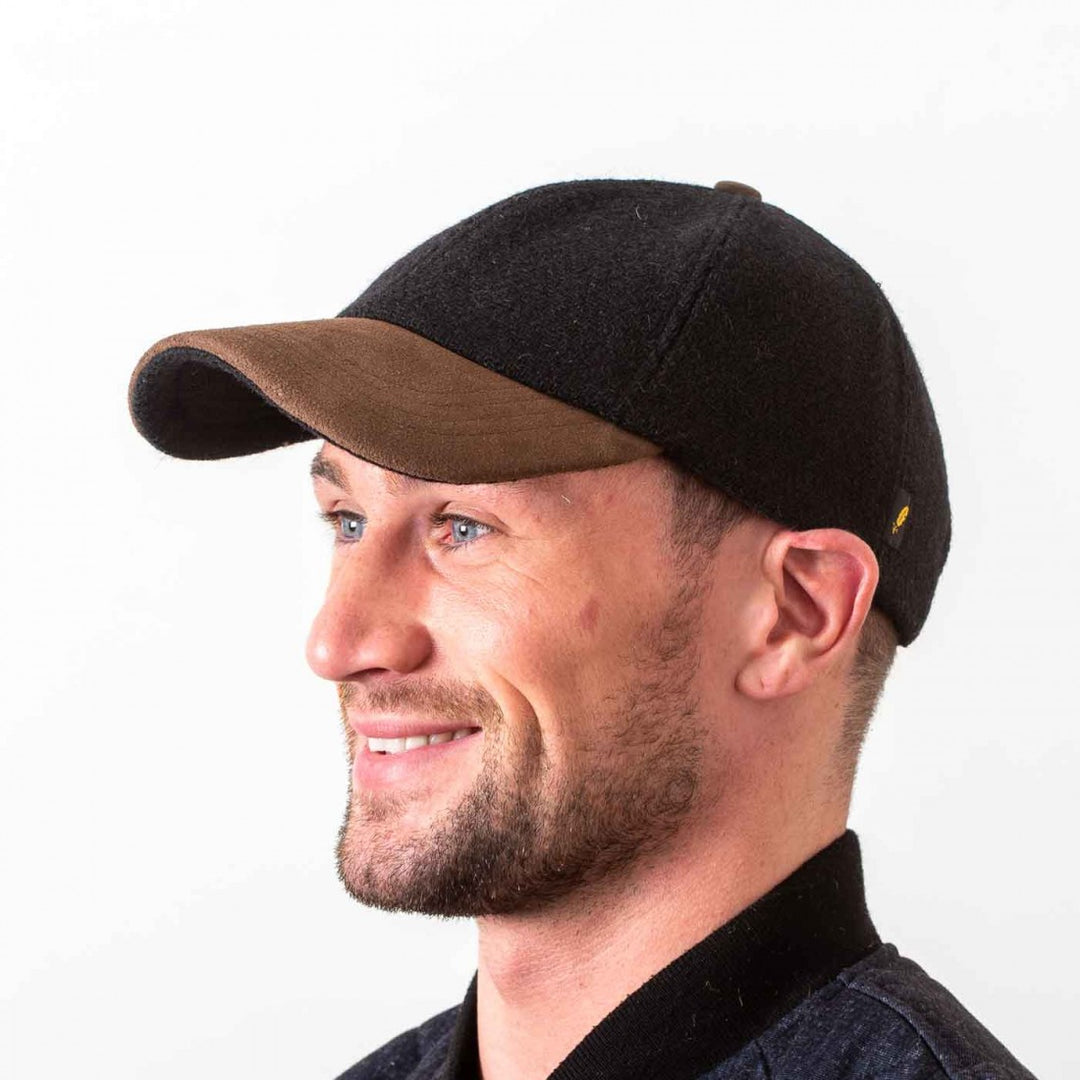 Hatman Tweed Baseball Cap – Plain Black