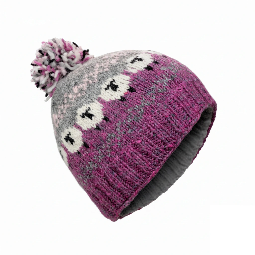 Fair aisle Bobble Beanie with Sheep