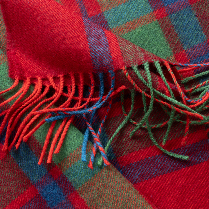 Merino Luxury Wool Scarf Red Green Blue Check Herringbone