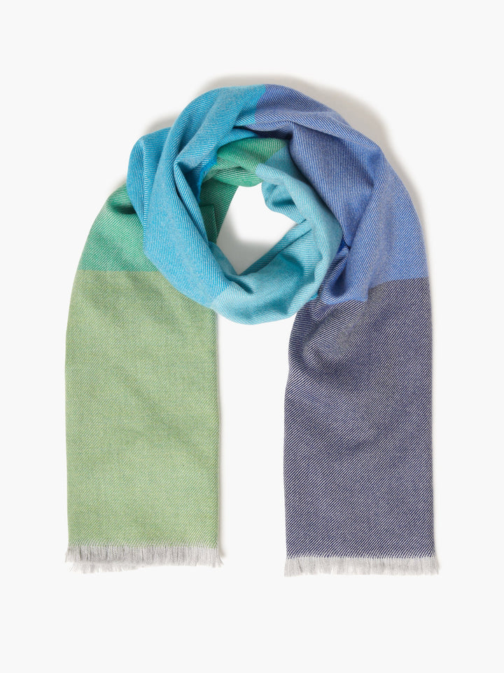 Foxford Green and Blue Extra Fine Merino Scarf 4387b2