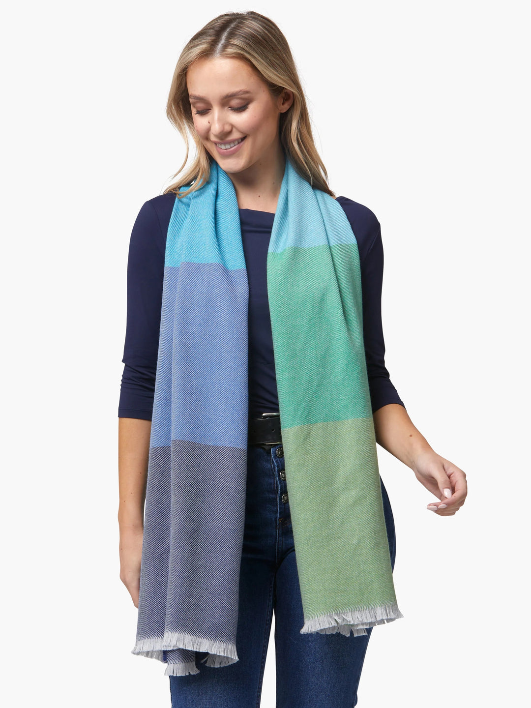 Foxford Green and Blue Extra Fine Merino Scarf 4387b2