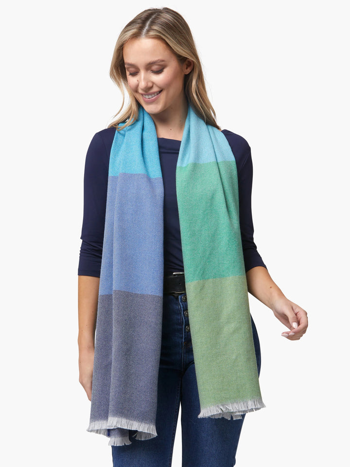 Foxford Green and Blue Extra Fine Merino Scarf 4387b2
