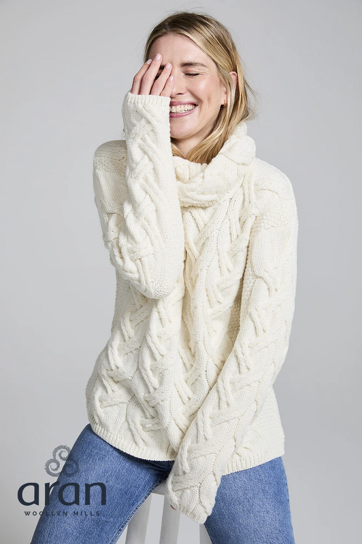 Merino Wool Chunky Cable Cowl Sweater