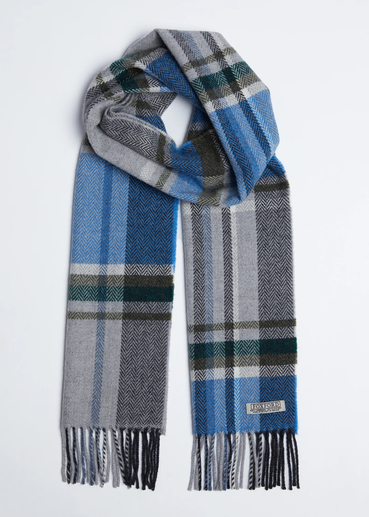 Foxford Blue and  Grey Lambswool Scarf