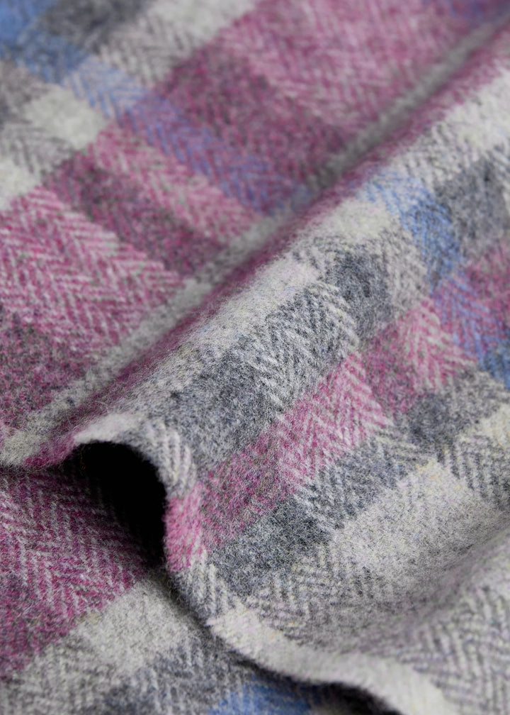 Foxford Damask Grey Tartan Lambswool Scarf