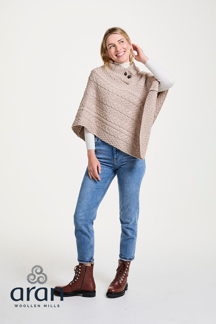 Easkey Ladies Classic Aran Button Poncho