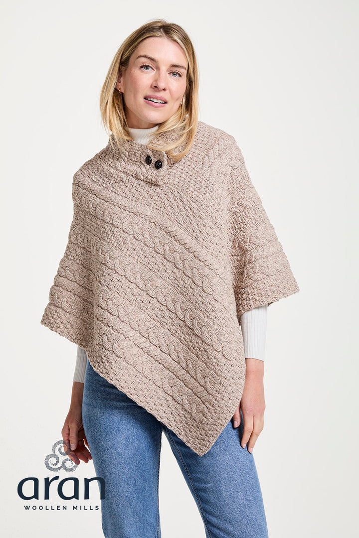 Easkey Ladies Classic Aran Button Poncho