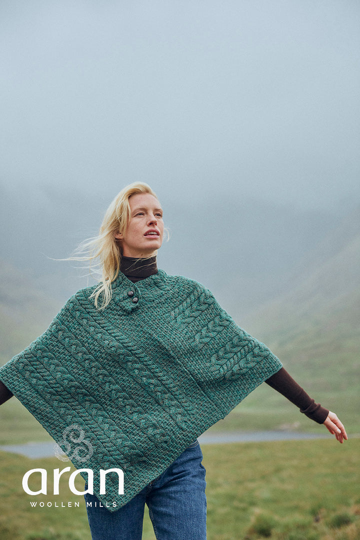 Easkey Ladies Classic Aran Button Poncho