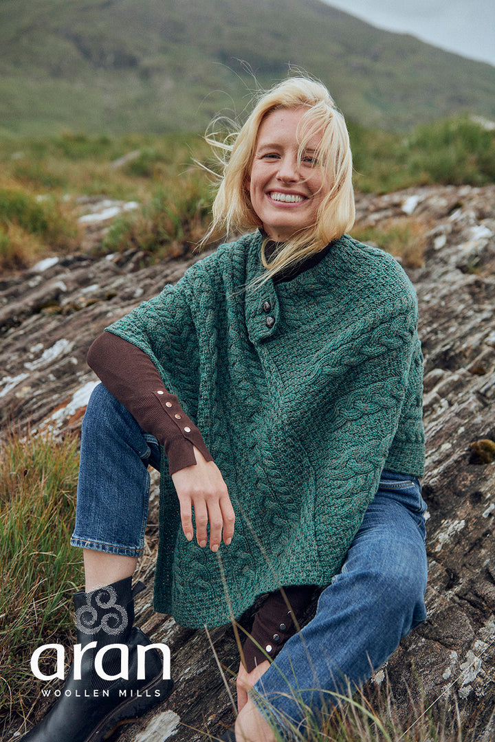 Easkey Ladies Classic Aran Button Poncho