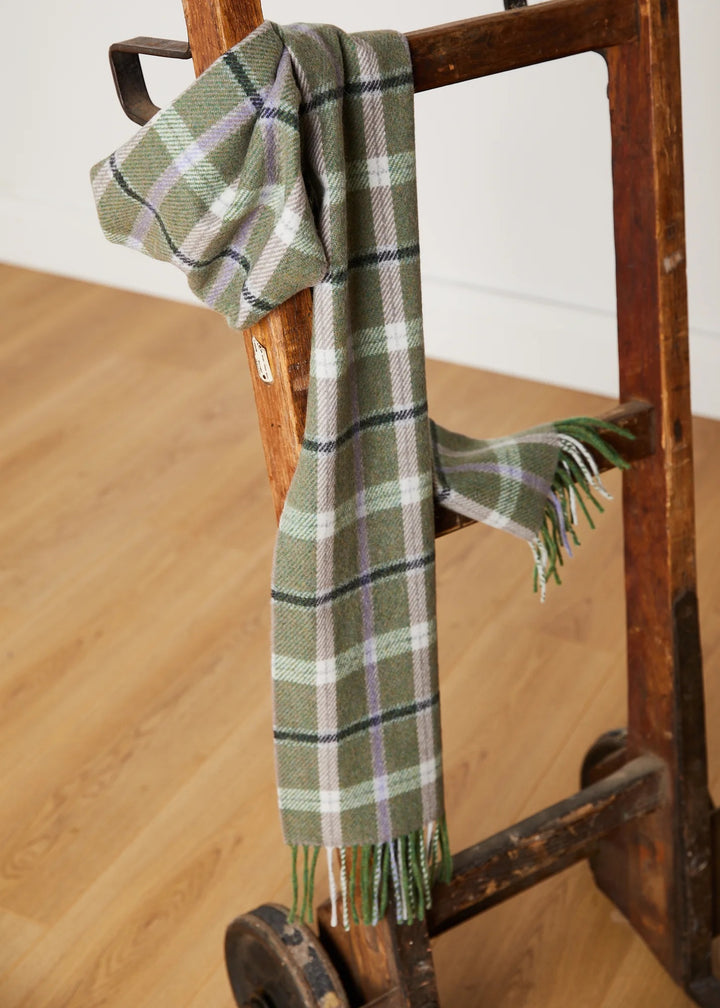 Foxford Green and Mink Lambswool Scarf 4392 C3