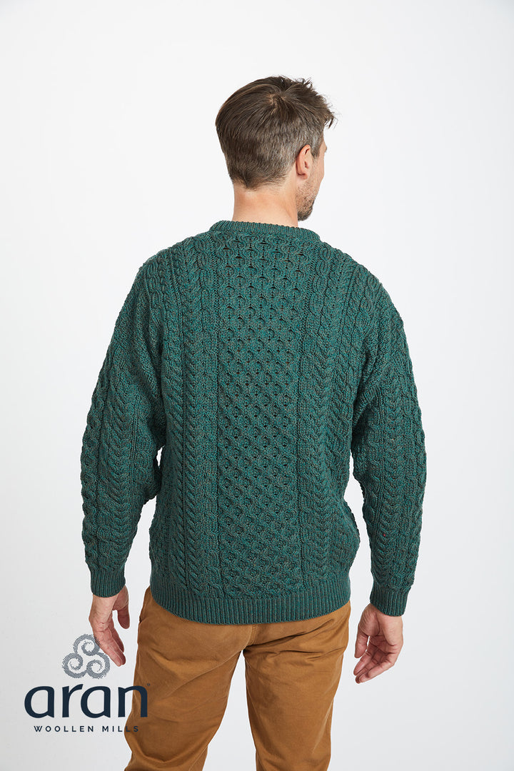 Unisex Merino Wool Aran Sweater - Connemara Green