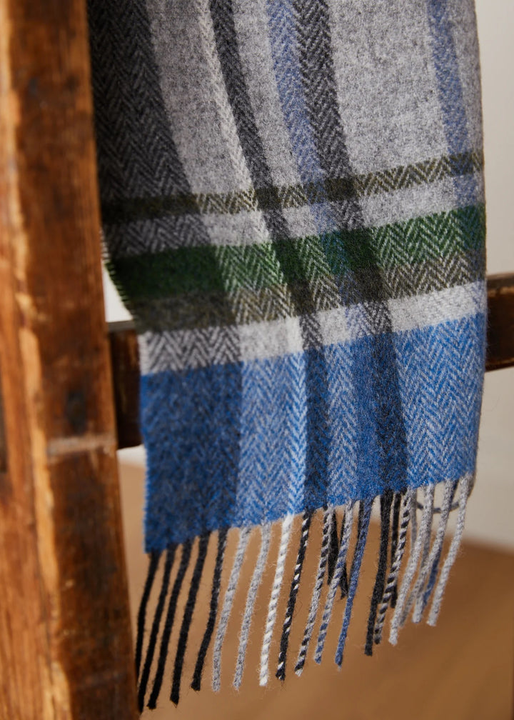 Foxford Blue and  Grey Lambswool Scarf