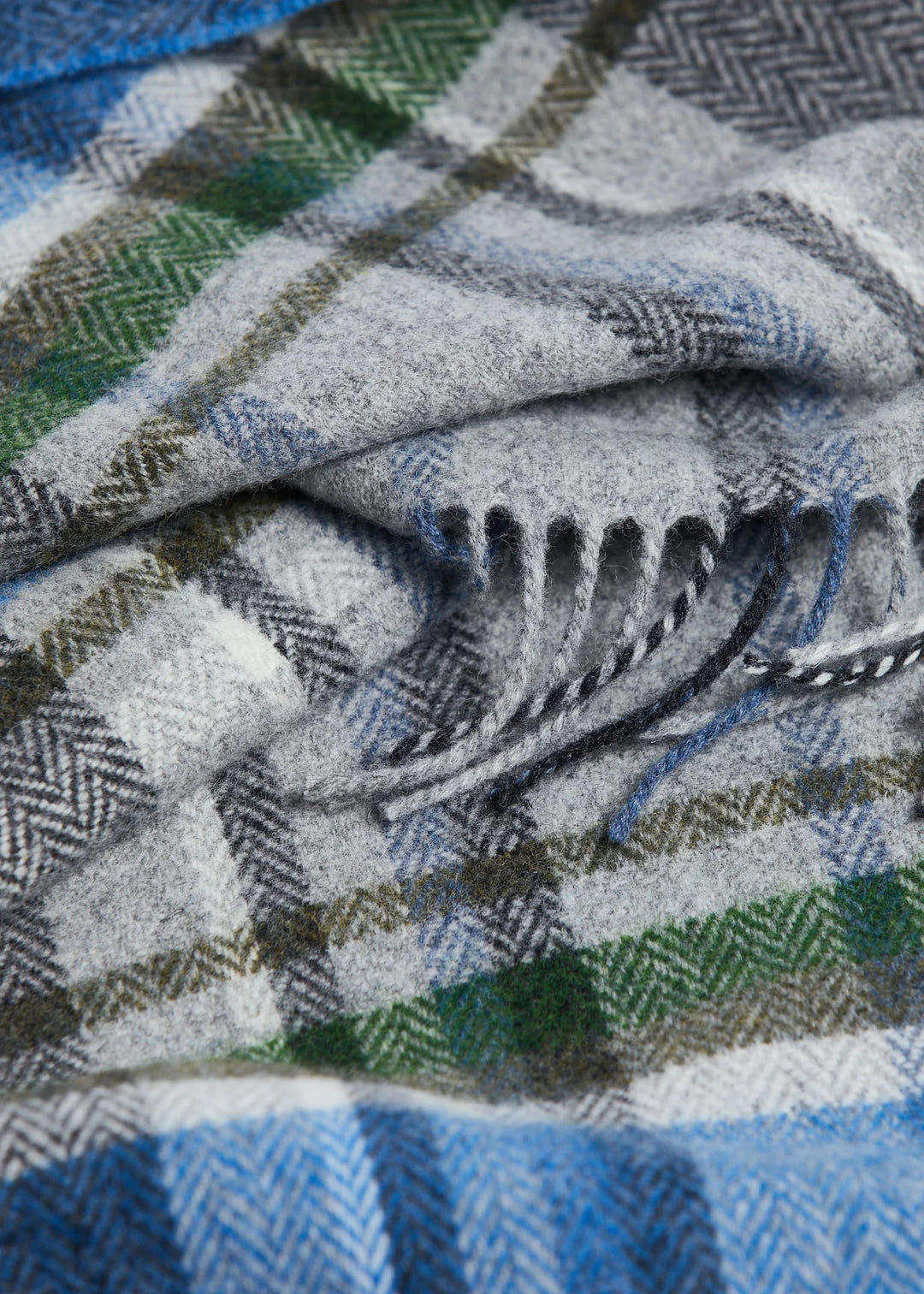 Foxford Blue and  Grey Lambswool Scarf
