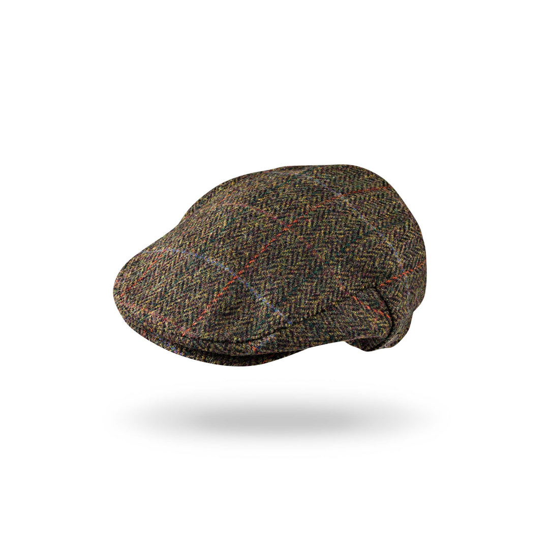 Irish Tweed Cap Dark Green Black Herringbone