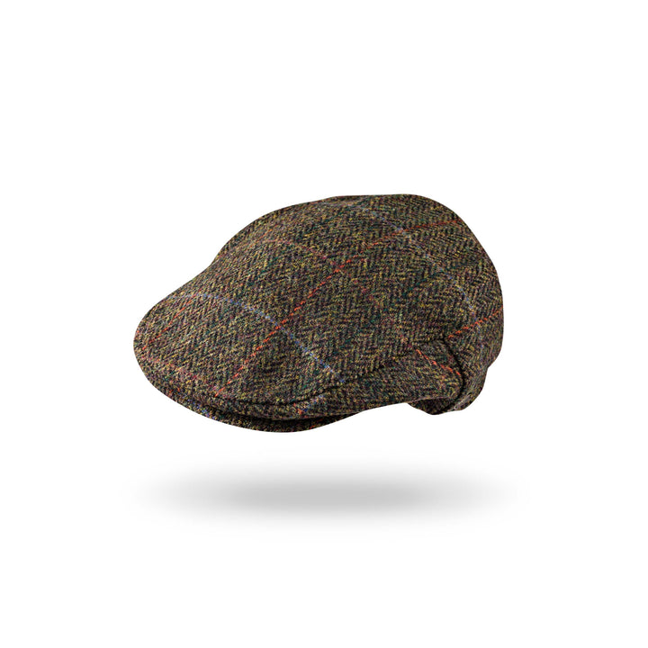 Irish Tweed Cap Dark Green Black Herringbone