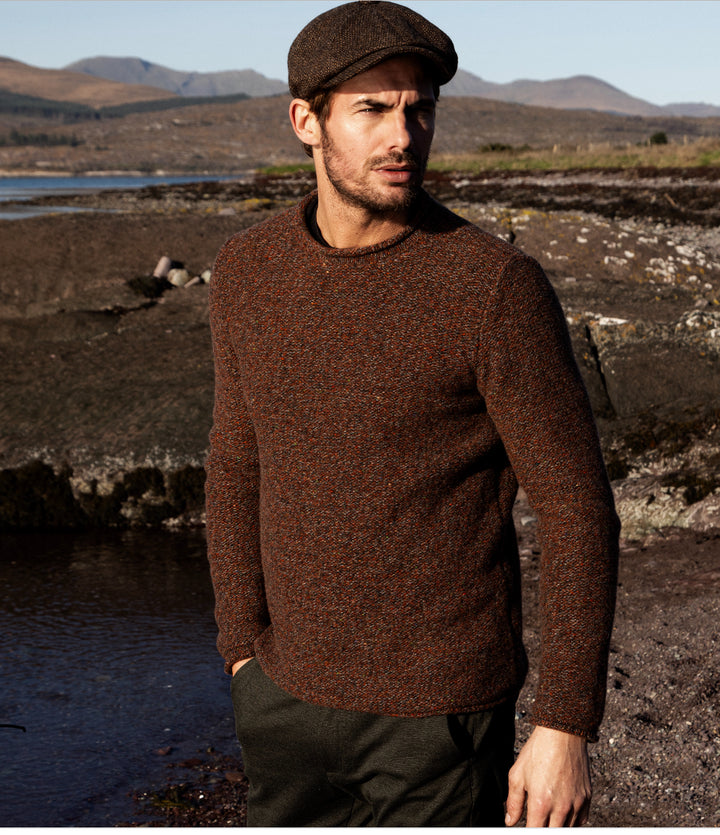 Fisherman Rolled Neck Wool Cashmere Sweater - Chestnut