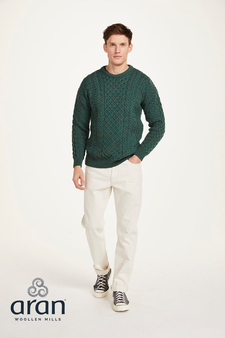 Unisex Merino Wool Aran Sweater - Connemara Green