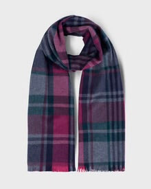 Foxford Petunia Tartan Fine Wool Cashmere Blend Scarf